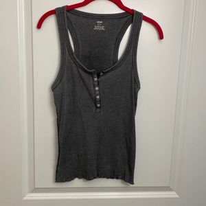 Aerie scalloped hem henley racer back tank size S
